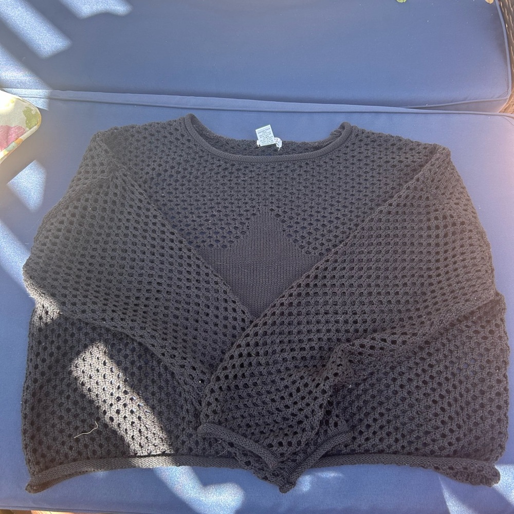 Rue21 Black Crew Neck Sweater with Textured Knit